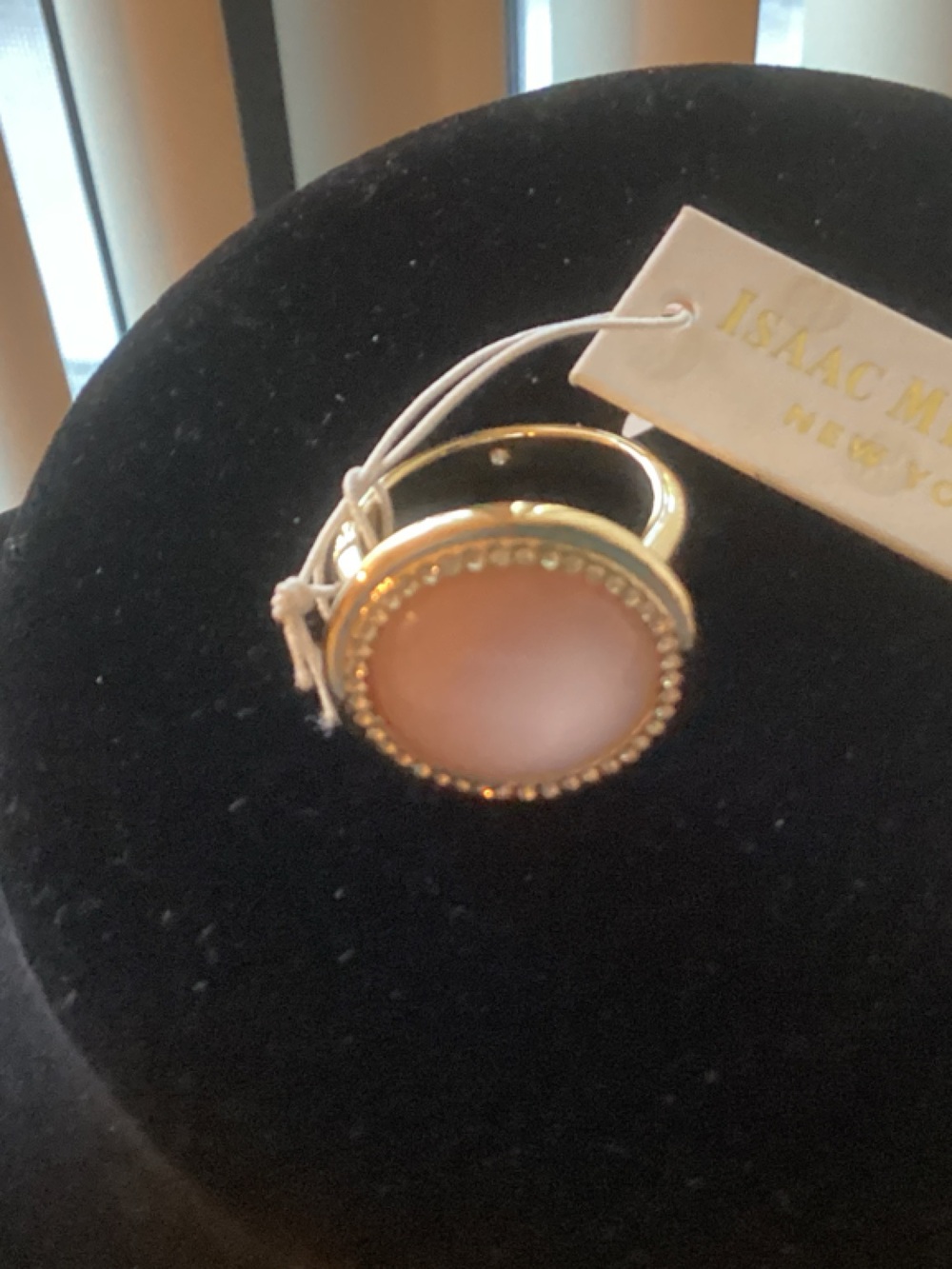 kate spade gold-tone ring with blush pink cabochon